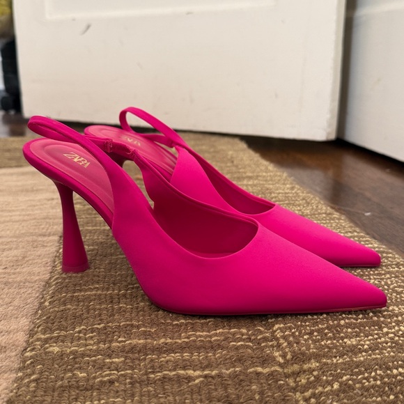 Zara Women's Vibrant Fuchsia Slingback Heels - Picture 1 of 4